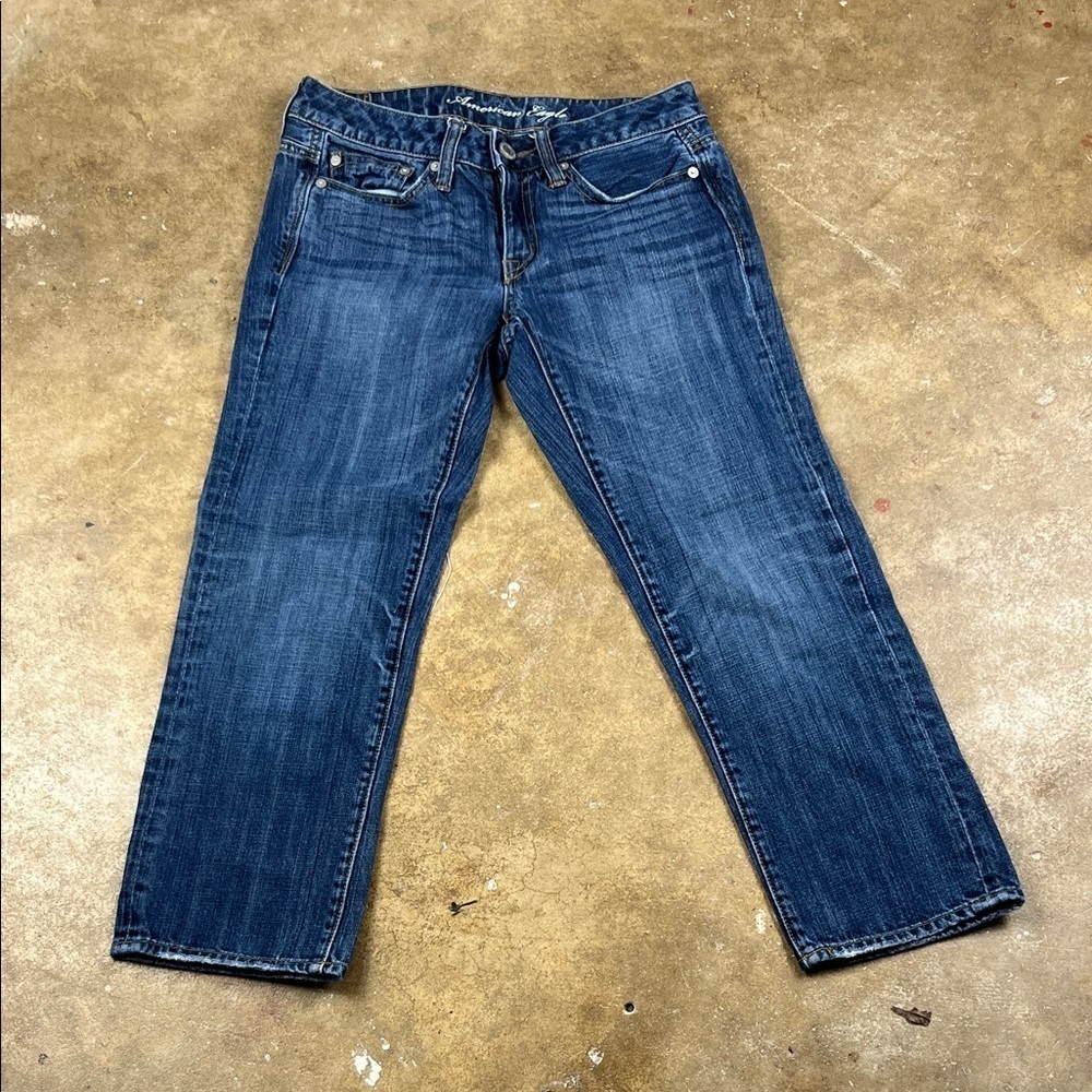 American Eagle Outfitters Dark Blue Boy Fit Jeans
Size: 0